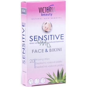 Victoria Beauty Sensitive depilatory wax strips for face and bikini 20 pieces and napkins 2 pieces