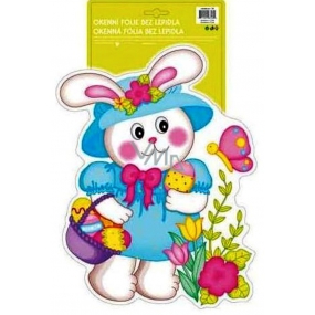 Window foil without glue Easter hologram shaped, bunny with hat 40 x 27 cm