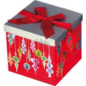 Angel Folding gift box with red Christmas ribbon with red bow 17 x 17 x 17 cm 1 piece