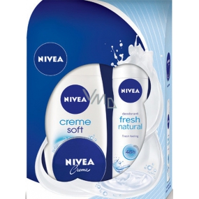 Nivea Creme Soft shower gel 250 ml + Fresh Natural deodorant spray 150 ml + intensive cream 30 ml, for women cosmetic set