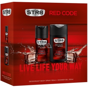 Str8 Red Code deodorant spray for men 150 ml + shower gel 250 ml, cosmetic set