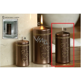 Lima Hearts candle brown cylinder 60 x 120 mm 1 piece