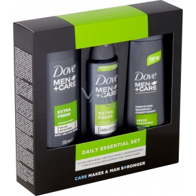 Dove Men + Care Extra Fresh shower gel 250 ml + antiperspirant spray 150 ml + 2in1 shampoo and conditioner 250 ml, cosmetic set for men