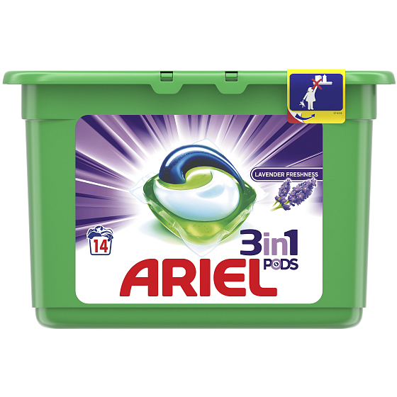 Ariel 3in1 Lavender Freshness gel capsules for washing clothes 14 pieces 378 g