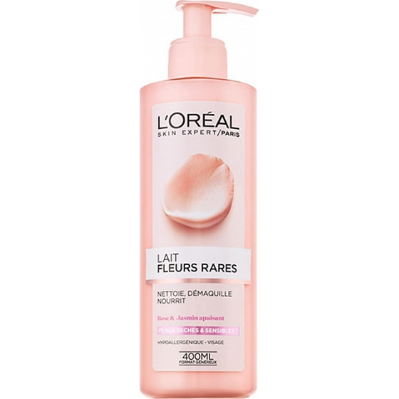Loreal Paris Fleurs Rares Lait Démaquillant cleansing milk with extracts of rare flowers for dry and sensitive skin 400 ml