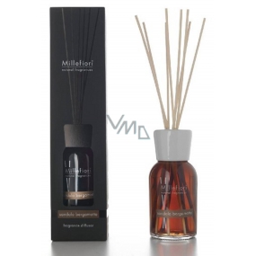 Millefiori Milano Natural Sandalwood Bergamot - Sandalwood and Bergamot Diffuser 250 ml + 8 reeds, 30 cm in length, for medium-sized spaces, lasts at least 3 months