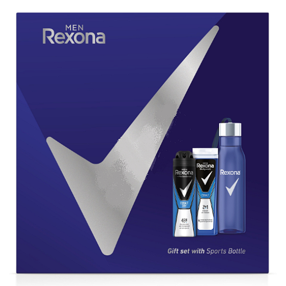 Rexona Men Cobalt 2in1 shower gel and shampoo for men 250 ml + deodorant spray for men 150 ml + water bottle, cosmetic set