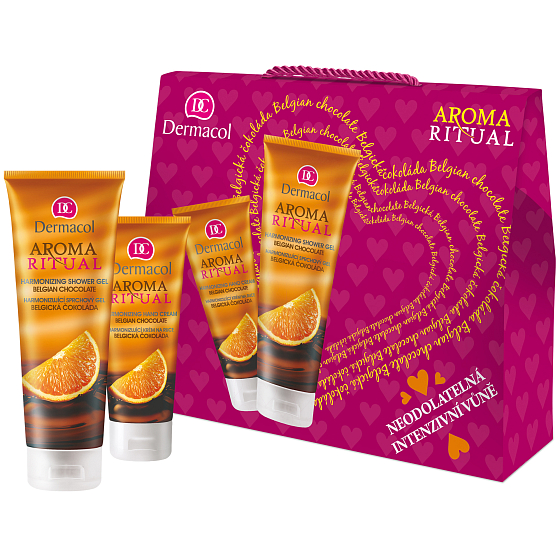 Dermacol Aroma Ritual Belgian chocolate and orange shower gel 250 ml + hand cream 100 ml, cosmetic set