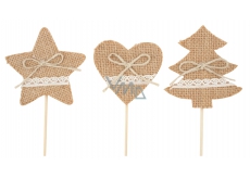 Jute decoration with lace 8 cm + skewers 1 piece