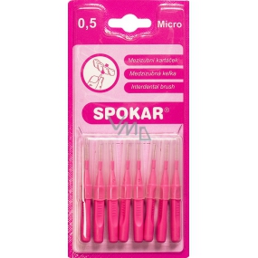 Spokar Micro size 0.5 mm interdental brushes, handle, set of 8 pieces