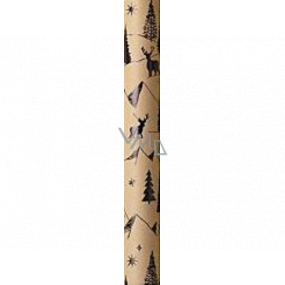 Zöwie Gift wrapping paper 70 x 150 cm Christmas Scandi Style natural black trees, mountains, deers