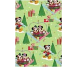 Ditipo Gift wrapping paper 70 x 200 cm Christmas Disney Mickey, Minnie in a light green heart