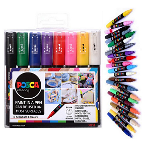 Posca Universal set of acrylic markers 0,7 - 1 mm Basic colours 8 pieces PC-1M