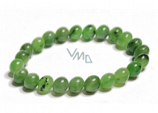 Jade bracelet elastic natural stone, ball 8 - 9 mm / 16 - 17 cm, stone of peace