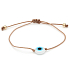 Blue eye bracelet rope woven brown, gold color ball
