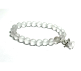 Crystal matt + Angel removable pendant, bracelet elastic natural stone, ball 8 mm / 16 - 17 cm, stone stones