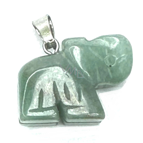 Avanturine green Elephant pendant natural stone, hand cut figurine 1,8 x 2,5 x 8 mm, lucky stone