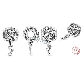 Sterling silver 925 Punched musical notes, bead on bracelet symbol