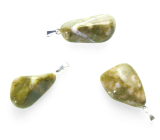 Epidot Troml pendant natural stone M, approx. 3,5 cm, heart healing stone