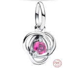 Charm Sterling silver 925 Pink eternity circle October, pendant on bracelet symbol