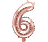 Ditipo Inflatable foil balloon number 6 pink gold 35 cm 1 piece