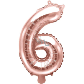 Ditipo Inflatable foil balloon number 6 pink gold 35 cm 1 piece