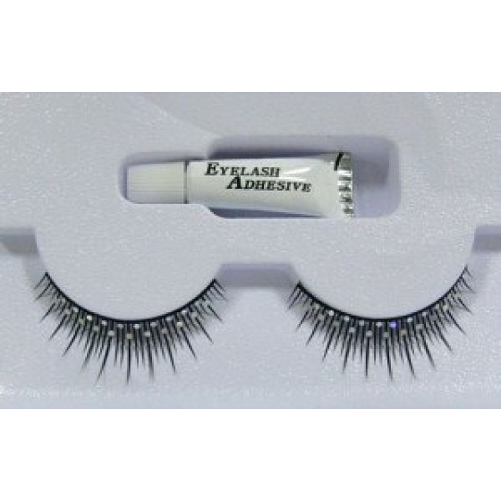 EyelaShes false eyelashes with glue black with glitter 1 pair