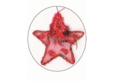 Star with feather and sequins red for hanging 11 cm