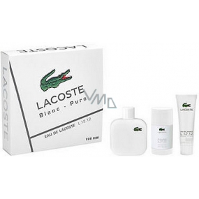 Lacoste Eau de Lacoste L.12.12 Blanc eau de toilette for men 100 ml + deodorant stick 75 ml + shower gel 50 ml, gift set