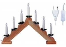 Emos Candlestick wooden pyramid 40 x 20 cm, 7 LED warm white + 1.5 m power cord with switch