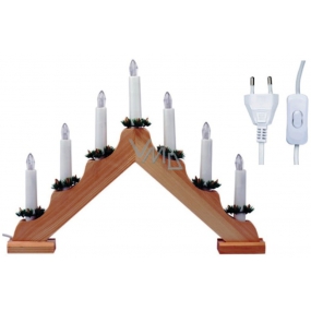Emos Candlestick wooden pyramid 40 x 20 cm, 7 LED warm white + 1.5 m power cord with switch