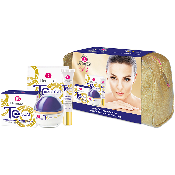 Dermacol Time Coat Day Cream intensively improving day cream 50 ml + eye and lip cream 15 ml + face mask 2 x 8 ml + case, cosmetic set