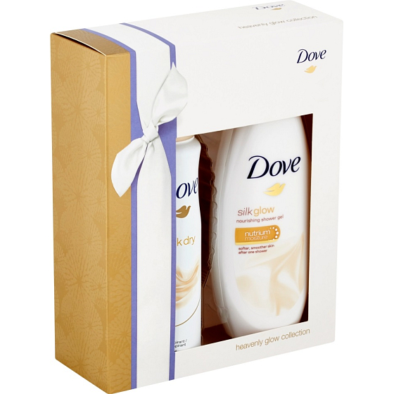 Dove Silk nourishing shower gel 250 ml + Silk Dry antiperspirant spray 150 ml, cosmetic set