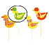Felt duck green checkered decor recess 8 cm + skewers