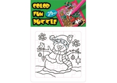 Coloring book folding Christmas motif Snowman and bird 25 pieces 18 x 12 cm