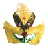 Green ball mask with yellow feathers 30 cm