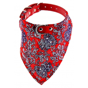 B&F Leather collar with cotton scarf red 1.6 x 40 cm