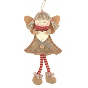 Jute angel with striped stockings for hanging 19 cm No.2