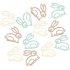 Wooden hare beige, turquoise, brown 4 cm, 12 pieces