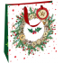 Nekupto Gift paper bag luxury 33 x 33 cm Christmas wreath with holly WLIL 1980