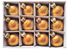 Glass flasks with gold glitters 3 cm 12 pieces