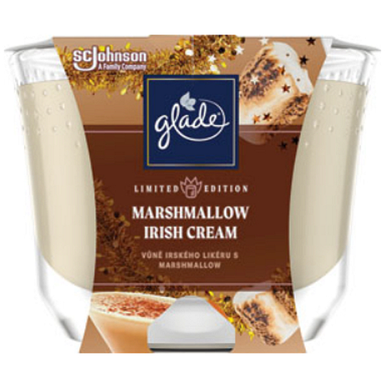 Glade Marshmallow Irish Cream scented Irish liqueur and marshmallow scented candle in glass, burning time up to 52 hours 224 g