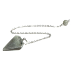 Labradorite pendulum natural stone 2,5 cm + 18 cm chain with bead, stone of transformation