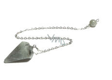 Labradorite pendulum natural stone 2,5 cm + 18 cm chain with bead, stone of transformation