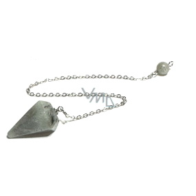 Labradorite pendulum natural stone 2,5 cm + 18 cm chain with bead, stone of transformation