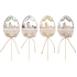 Hen in basket wooden dowel 9 cm + skewers 1 piece different colours