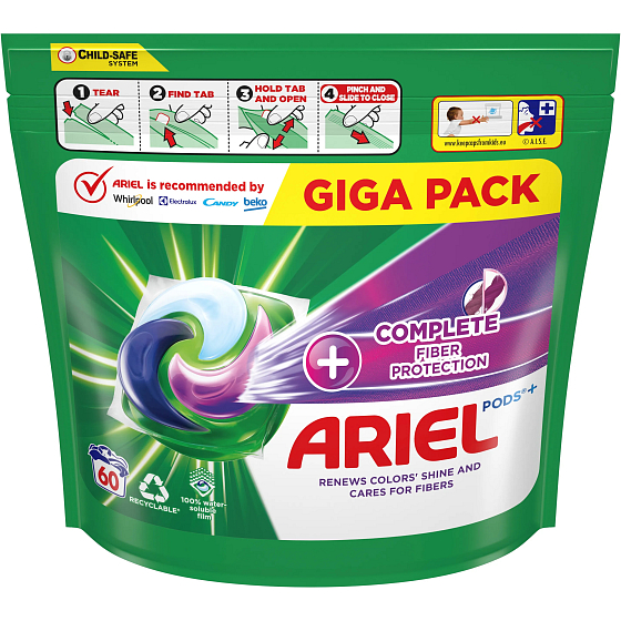 Ariel Pods+ Complete Care Fiber Protection gel capsules for coloured laundry 60 pieces