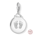 Charm Sterling Silver 925 Baby - Disc baby track, lobster clasp birthstone bracelet charm
