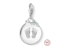 Charm Sterling Silver 925 Baby - Disc baby track, birthstone bracelet charm