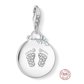 Charm Sterling Silver 925 Baby - Disc baby track, lobster clasp birthstone bracelet charm